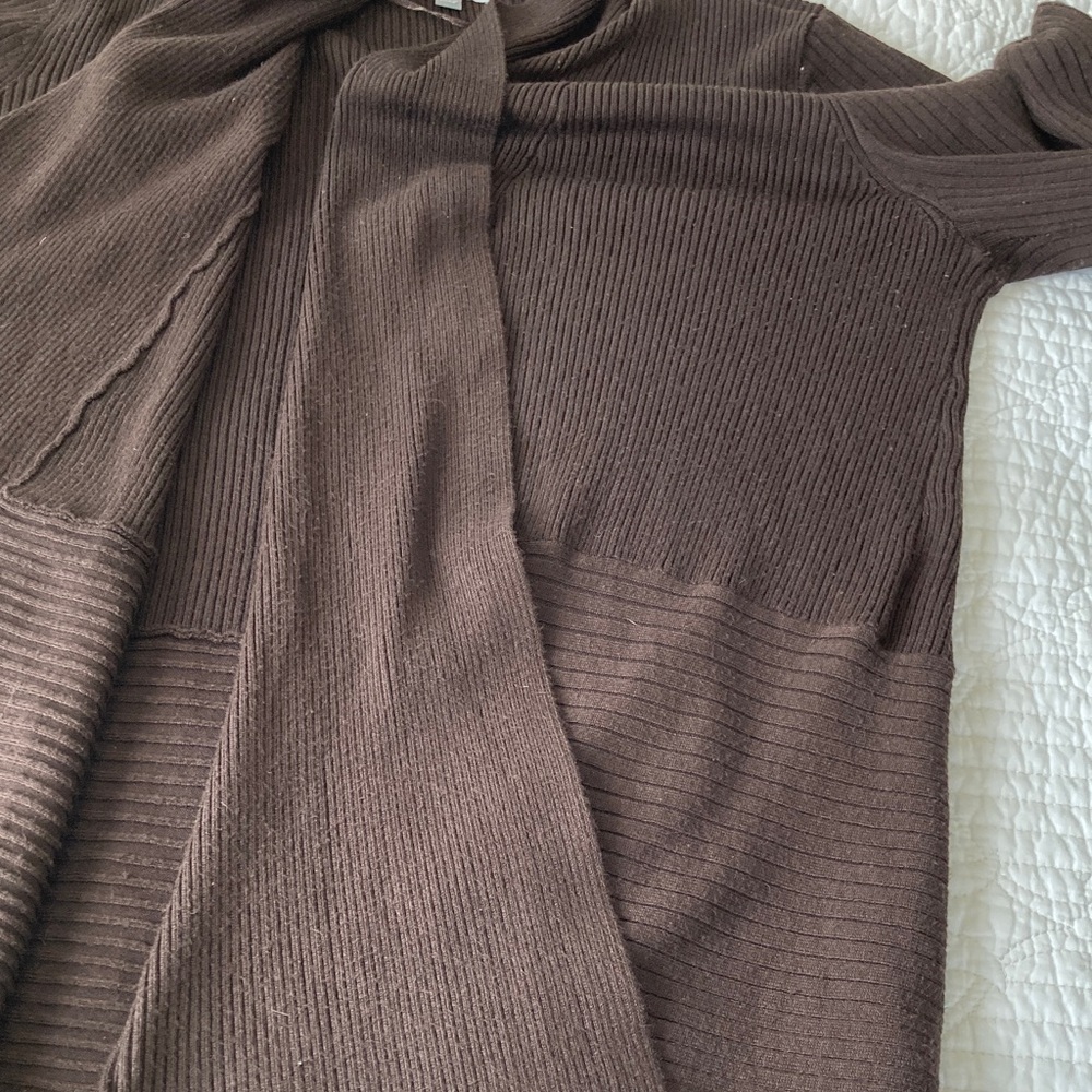 JM Collection Dark Chocolate Open-Front Ribbed Cardigan - Picture 6 of 11